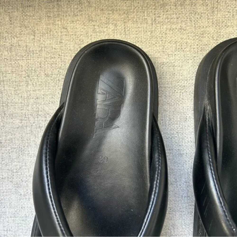 ZARA BLACK CHUNKY SANDALS - Picture 3 of 5